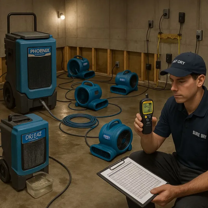 Structural Drying and Dehumidification process in Oakland, IA